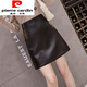 皮爾卡丹（pierre cardin）黑色皮裙半身裙2025年春秋新款女皮短裙a字裙高腰顯瘦百搭款時(shí)尚 黑色 XL
