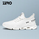 零度尚品Zero零度男鞋夏季網(wǎng)面鞋男透氣薄款運動休閑鞋男潮流輕便椰子飛織 白色 41