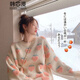 韓芯漫秋冬季新款韓版慵懶風(fēng)少女裝初中女生毛衣秋款女學(xué)生寬松針織衫 蜜桃 均碼