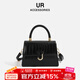 UR小眾立體手提包包女士2025新款黑色單肩斜挎包真皮高級感凱莉包 黑色