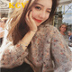 KCV 香港潮牌女裝毛衣女寬松秋冬新款套頭花色很仙的圓領(lǐng)長袖上衣女 灰色 S