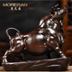 MOREISAN中式輕奢牛擺件生肖黑檀木?；ɡ婺镜窦揖涌蛷d辦公室裝飾送朋友喬遷開業(yè)禮品生日禮物 黑檀實木牛氣沖天長30cm