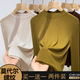 勛貍粑【兩件裝】半高領(lǐng)打底衫女莫代爾內(nèi)搭肌理感長袖T恤女裝春秋冬款 黃綠色+x杏色【兩件裝】 XL 建議115-130斤