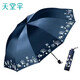 天堂傘晴雨傘十骨大號強防曬黑膠太陽(yáng)傘全遮光防紫外線(xiàn)變色閃光三折折疊雨傘創(chuàng  )意清新女士學(xué)生女神節日遮陽(yáng)傘 深藍【十骨杏葉款】