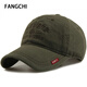 Fangchi 帽子男韓版潮休閑百搭棒球帽男潮流刺繡夏季軟頂鴨舌帽潮牌戶(hù)外大頭圍胖臉遮陽(yáng)帽青年加大碼 BQM-01軍綠色 均碼 （58CM左右） 可調節大小