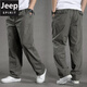 JEEP純棉戶(hù)外旅行運動(dòng)秋季休閑褲男士寬松直筒褲大碼闊腿褲耐磨工裝褲 【純棉】-軍灰 2XL 建議160-180斤