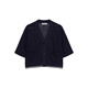 Marc O'Polo【商場同款】/MOP 新款女V領(lǐng)復(fù)古鏤空透氣慵懶風(fēng)針織開衫 藏青色898 XS /160 80A