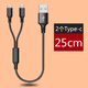 威焱 適用于雙安卓typec二合一兩用快充數據線(xiàn)短雙頭蘋(píng)果和充電寶便攜一拖二 【2個(gè)Type-C接口】短線(xiàn) 0.25m