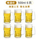 花季歲月 大號啤酒杯網(wǎng)紅帶把精釀扎啤杯500ml大容量加厚英雄杯耐熱玻璃杯 【6只裝】鉆石啤酒杯耐熱500ml