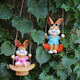 花園擺件 庭院裝飾樹上小掛件創(chuàng)意卡通動(dòng)物樹脂小兔子擺件 坐蘿卜男兔+坐帽子女兔