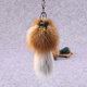 DRACO適用于狐貍毛絨皮草女小狐貍包包掛件汽車(chē)鑰匙扣掛飾真毛球飾品手機吊墜圣誕節禮物 紅狐本色小號 16厘米左右