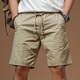 季言薄款男士短褲夏外穿 超薄速干松緊腰五分褲男運動(dòng)微彈透氣工裝褲 卡其色 XL