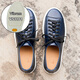 玩累了的孩子·手工制作 男士真皮簡(jiǎn)約復古休閑真皮系帶厚底小黑鞋子 墨藍+V底男碼（皮鞋碼） 41