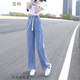 戀的夏季女生褲子女學(xué)生夏天寬松新款少女高中初中生牛仔褲休閑闊腿褲 潮流韓版顯瘦藍(lán)色 均碼