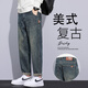 夏洛歐牛仔褲男士秋冬加絨加厚美式復(fù)古錐形直筒寬松潮牌水洗休閑長(zhǎng)褲子 2319-復(fù)古藍(lán)常規(guī) 31 【建議125-135斤】