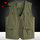 AEMAPE美國蘋(píng)果秋季新款馬甲男士純棉V領(lǐng)薄款工裝背心中年休閑坎肩寬松 軍綠 3XL