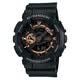卡西歐CASIO男表 G-SHOCK大表盤雙顯黑金電子表多功能防震防水運動多功能手表 黑玫瑰金GA-110RG-1A
