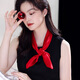 杭絲路真絲絲巾女春夏桑蠶絲圍巾純色中方巾領巾生日送媽媽教師節(jié)紅色