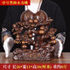 鼎迷實(shí)木雕刻壽桃擺件老年人過(guò)大壽爺爺奶奶長(cháng)輩實(shí)用祝壽賀壽生日禮物 中號黑檀木 多福添壽