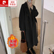 皮爾卡丹（pierre cardin）羽絨內膽毛呢大衣外套女2025新款冬季韓版加厚高級感長(cháng)款呢子大衣 黑色【夾棉升級款】 2XL 130-150斤(建議體重)
