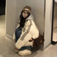 DXOT韓系冬裝外套立領(lǐng)加厚棉衣棉服女2025新款冬季寬松加厚面包服短款 杏色 M 建議105-120斤