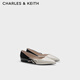 CHARLES&KEITH尖頭蝴蝶結平底芭蕾舞鞋女CK1-70580247 粉白色Chalk 37