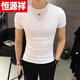 恒源祥白色T恤男士短袖修身圓領(lǐng)純棉夏季上衣服半袖緊身純色打底衫 白色 L