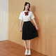 勤度六一演講服裝女中學(xué)生朗誦比賽演出服合唱詩(shī)歌學(xué)生運(yùn)動(dòng)會(huì)初中高中 女短白襯衫+黑百褶中裙+新酒 M
