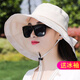 馨寶冠 帽子女夏天遮陽帽女戶外防曬帽女大檐太陽帽女旅游騎車大沿涼帽沙灘帽漁夫帽女登山草帽折疊帽 米色