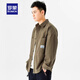 羅蒙（ROMON）襯衫外套男士春秋季翻領(lǐng)寬松外穿襯衣上衣舒適純棉工裝夾克男裝 卡其 L