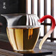 久堂 京也公道杯玻璃高檔加厚耐熱茶海分茶器倒茶杯功夫茶具配件 京也晶彩把玻璃公道杯-紅色