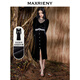 MAXRIENY絲絨連衣裙法式秋冬設(shè)計感蕾絲裙泡泡袖赫本風(fēng)長裙裙子 黑色 M 02