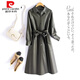 皮爾卡丹（pierre cardin）針織海寧皮衣女中長(cháng)款修身2025秋冬新款韓版大I碼皮風(fēng)衣 軍綠色 M 【體重95斤_115斤】