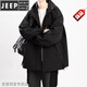 JEEP SPIRIT大碼沖鋒衣外套男春秋款拼色寬松休閑加肥加大300斤8胖子秋季夾克 6030款黑色 7XL 250斤-270斤