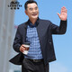 老爺車（LAOYECHE）爸爸裝外套男春秋季商務(wù)休閑中年男士行政夾克男中老年男秋裝上衣 J6292211045藏青色 M (170) 【建議100-120斤】