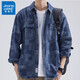 真維斯長(cháng)袖襯衫男士秋冬季寬松日系潮牌翻領(lǐng)休閑痞帥牛仔長(cháng)袖襯衣外套男 藍色 XL 體重推薦140-160斤