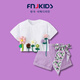 FNJ KIDS童裝女童套裝2025夏季洋氣立體花朵T恤小孩休閑短褲兩件套 紫色 100 (建議身高90-100cm)