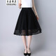 衣品飾衛春裝新款蕾絲半身裙中長(cháng)款大擺裙a字裙高腰女裙蓬蓬裙裙子擺裙 黑色 XL（適合116-124斤）