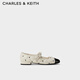 CHARLES&KEITH愛(ài)心菱格平底瑪麗珍單鞋生日禮物送女友CK1-70381033 粉白色Chalk 36