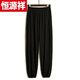 恒源祥棉綢褲男中老年燈籠褲家居長(cháng)褲太極晨練加肥加大純棉人造棉褲子 黑色 4XL (建議180-250斤)