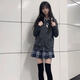閃動(dòng)少女春秋季學(xué)院風(fēng)深灰色jk制服毛衣外套針織衫開(kāi)衫長(cháng)袖上衣軟妹日系春 白襯衫+領(lǐng)結+格裙+灰外套 三 XL
