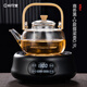 悅可堂 電陶爐煮茶器多功能玻璃壺泡茶不挑壺具迷你小電磁爐加熱爐臺式煮茶泡茶壺銅壺咖啡壺光波發(fā)熱爐 商務(wù)黑+D款提梁壺0.9L