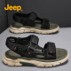 Jeep吉普凉鞋2024年夏季新款休闲户外沙滩鞋百搭时尚防臭运动凉鞋软底 黑色 41