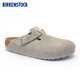 BIRKENSTOCK勃肯德國(guó)進(jìn)口女款牛皮絨面革時(shí)尚灰色Boston包頭拖鞋 石灰色窄版1027751 37