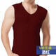 水晶豆 男士背心純棉青年坎肩砍袖打底汗衫無(wú)袖衫寬肩修身型V領(lǐng)運動(dòng)緊身全棉圓領(lǐng)夏季 V領(lǐng)-酒紅 180/2XL