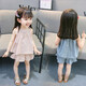 舟喜童裝女童套裝夏季兒童衣服洋氣女寶寶1-3歲4中小童嬰兒時尚兩件套 藕粉 110 cm適合3-4歲寶寶