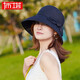 漁夫帽女春夏薄款戶外遮陽帽時尚百搭防曬帽防紫外線大檐沙灘帽子 黑色 可調節(jié) 可折疊