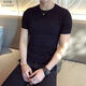 蘇京貓男士貼身款短袖針織衫套頭半袖緊身細毛線(xiàn)衣修身圓領(lǐng)高彈力tT恤衫 黑色 XL 建議130-140斤