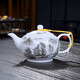 九樓閣景德鎮(zhèn)青花高白釉中彩陶瓷小茶壺 功夫茶具單壺 手抓壺小號帶過濾 水墨山水 320ml 泡沫包裝
