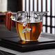 久堂 手工木把加厚玻璃公道杯鑲銀功夫茶具配件茶海分茶器日式公杯 木把鑲銀玻璃公道杯-高款（荷蓮）